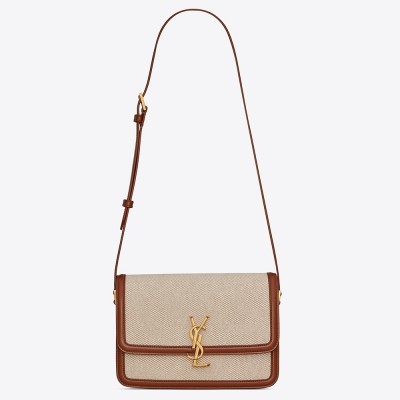 Saint Laurent Solferino Medium Bag In Canvas with Calfskin LDBS245404