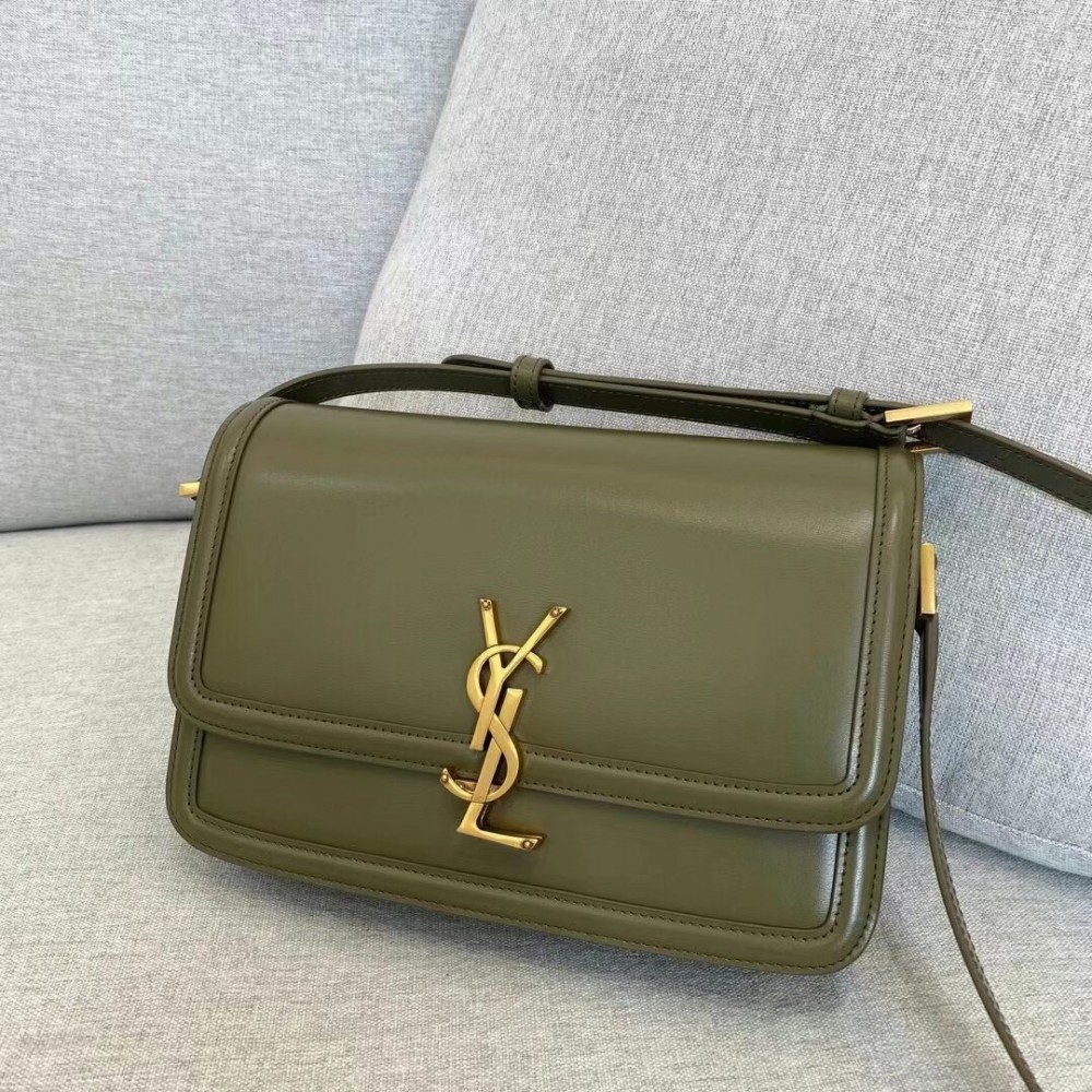 Saint Laurent Solferino Medium Bag In Khaki Calfskin LDBS245405