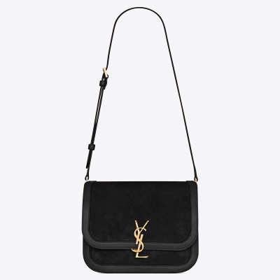 Saint Laurent Solferino Medium Soft Bag In Black Suede LDBS245408