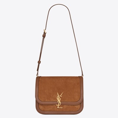 Saint Laurent Solferino Medium Soft Bag In Brown Suede LDBS245409