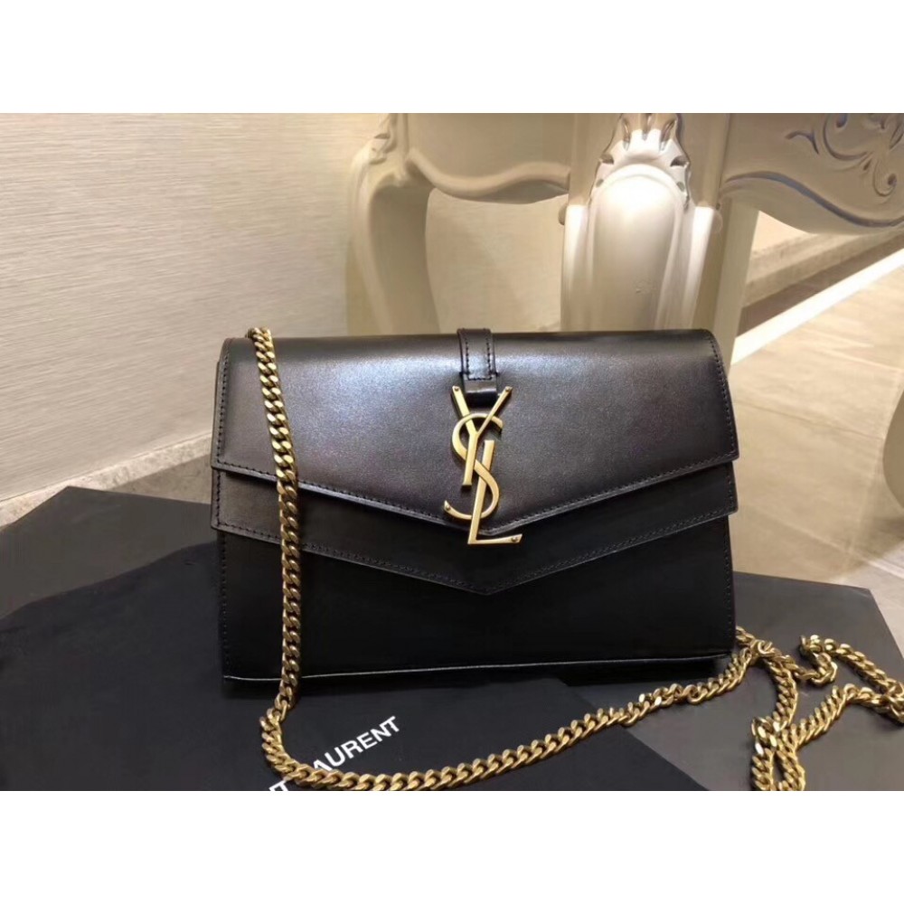 Saint Laurent Sulpice Chain Wallet In Black Smooth Leather LDBS245418