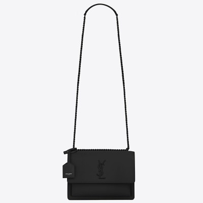 Saint Laurent Sunset Medium All Black Leather Bag LDBS245419