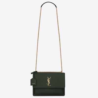 Saint Laurent Sunset Medium Bag In Green Calfskin LDBS245427