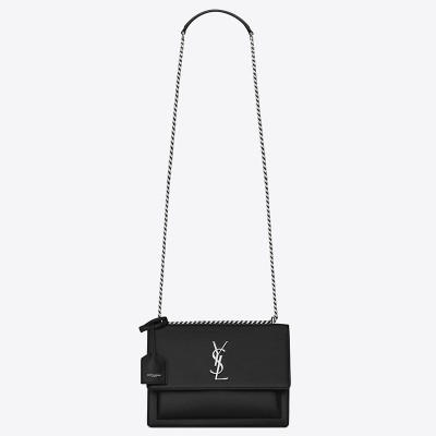 Saint Laurent Sunset Medium Bag In Noir Calfskin LDBS245430