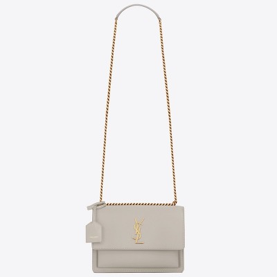 Saint Laurent Sunset Medium Bag In White Calfskin LDBS245434