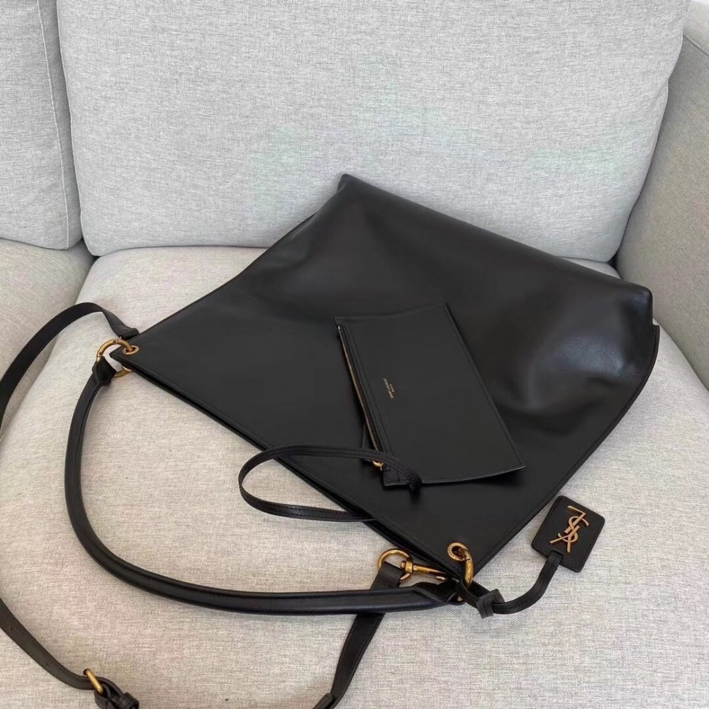 Saint Laurent Tag Hobo Bag In Black Calfskin LDBS245435