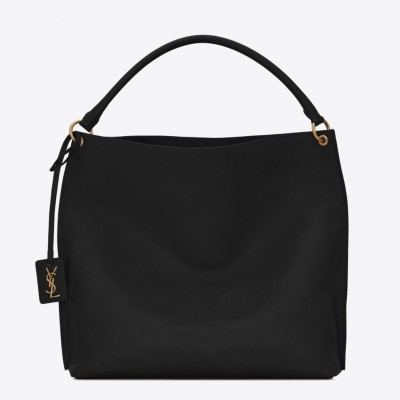 Saint Laurent Tag Hobo Bag In Black Calfskin LDBS245435