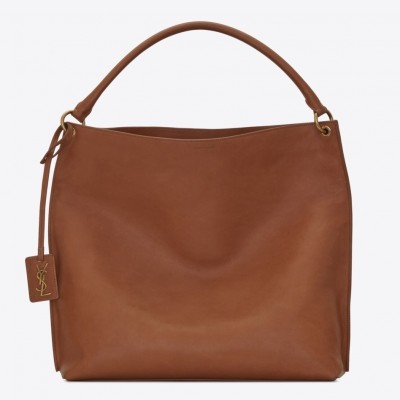 Saint Laurent Tag Hobo Bag In Brown Calfskin LDBS245436