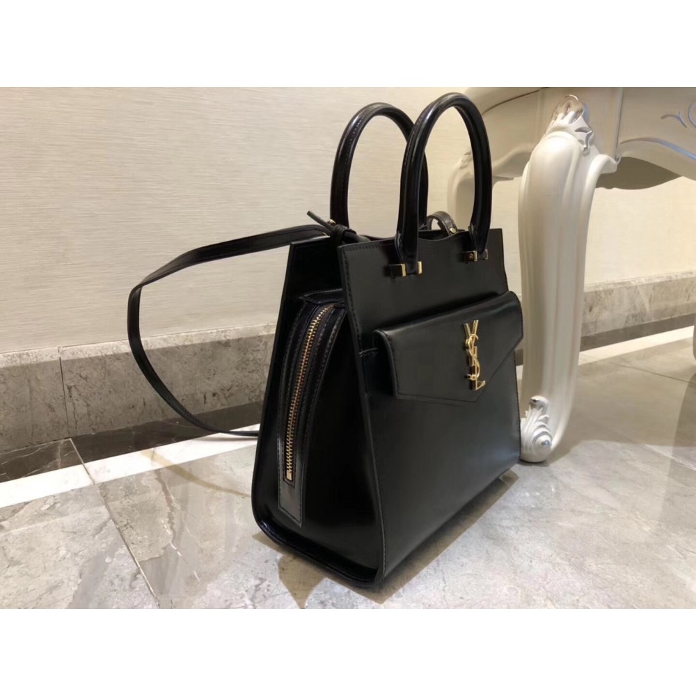 Saint Laurent Uptown Small Tote In Black Smooth Leather LDBS245442