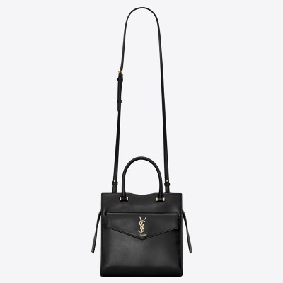 Saint Laurent Uptown Small Tote In Black Smooth Leather LDBS245442