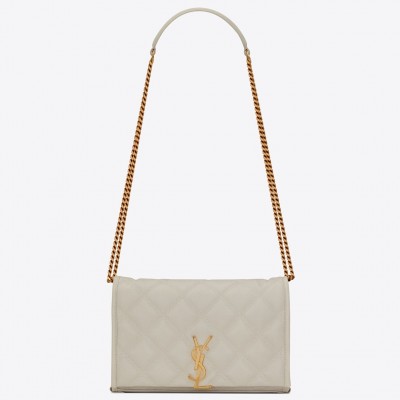 Saint Laurent WOC Becky Chain Wallet In White Lambskin LDBS245453