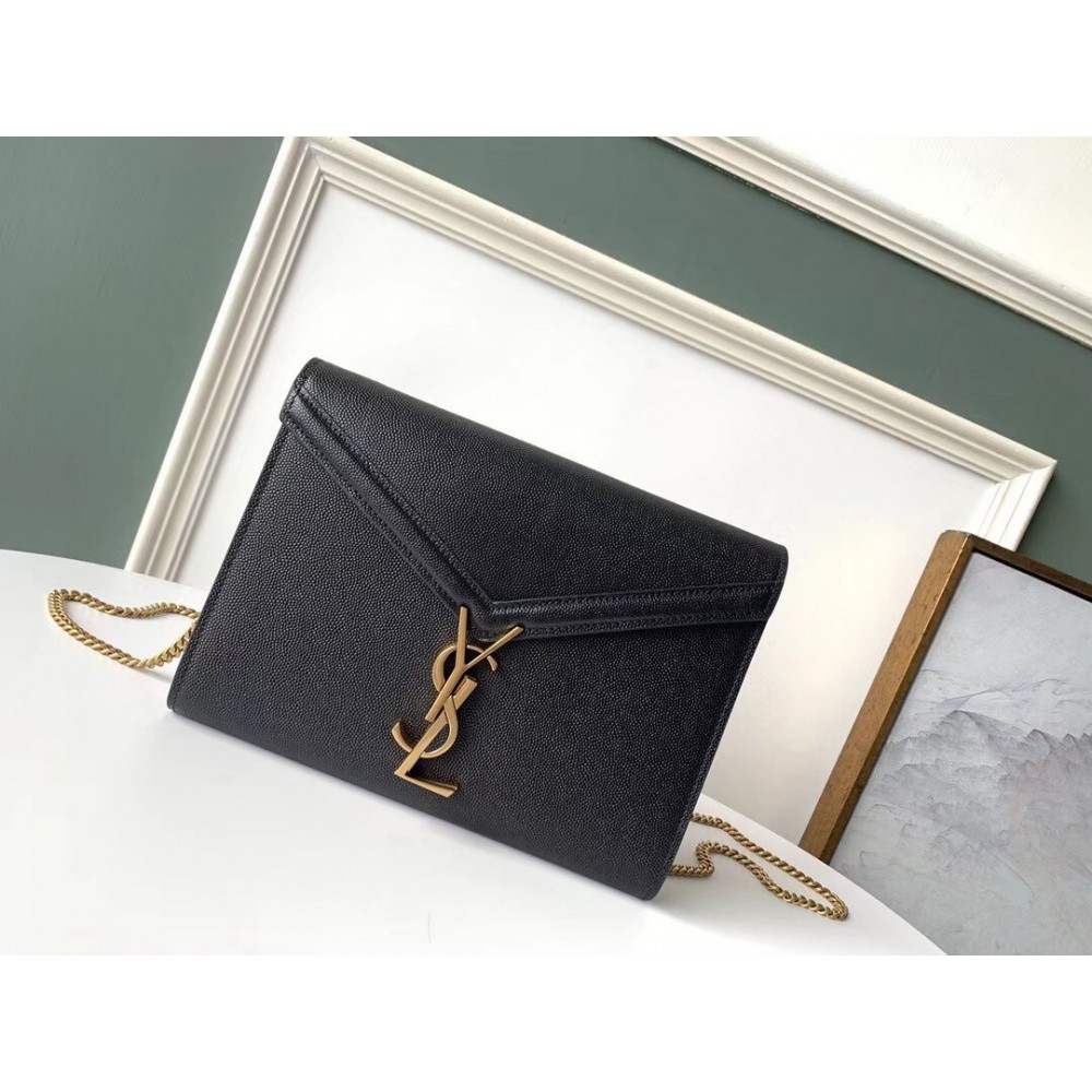 Saint Laurent WOC Cassandra Chain Wallet In Black Leather LDBS245454