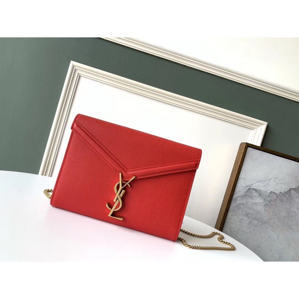 Saint Laurent WOC Cassandra Chain Wallet In Red Leather LDBS245455