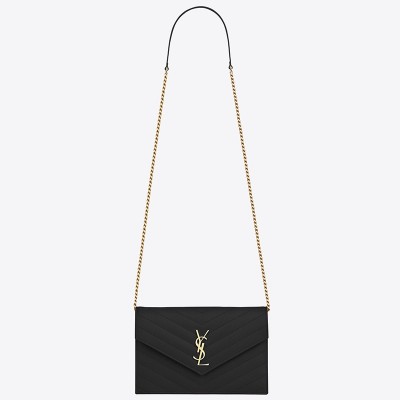 Saint Laurent WOC Envelope Chain Wallet In Black Leather LDBS245458