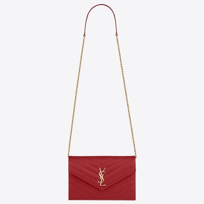 Saint Laurent WOC Envelope Chain Wallet In Red Leather LDBS245460