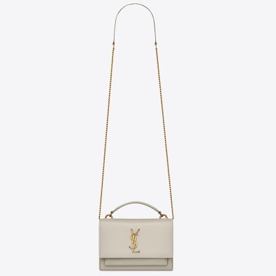 Saint Laurent WOC Sunset Chain Wallet In White Calfskin LDBS245481