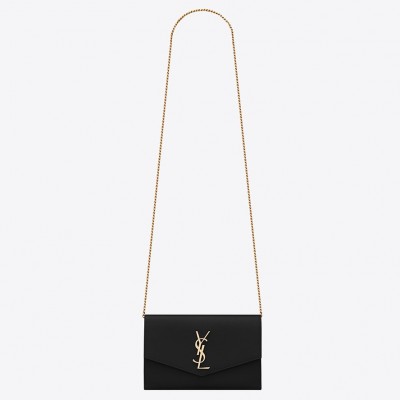 Saint Laurent WOC Uptown Chain Wallet In Black Leather LDBS245482