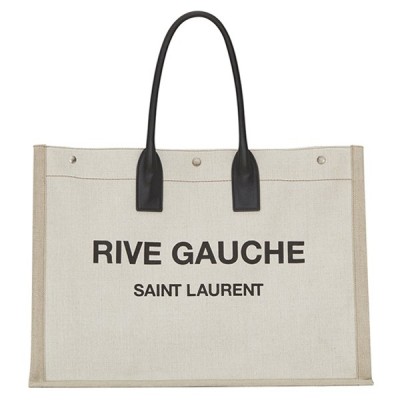 Saint Laurent White Linen Rive Gauche Tote Bag LDBS245449