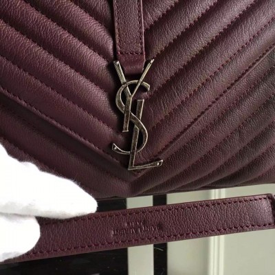 Saint Laurent Large Bordeaux College Shoulder Bag