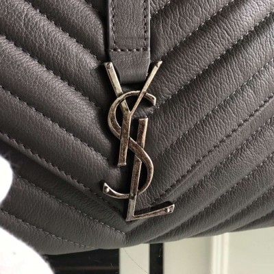 Saint Laurent Large Grey College Shoulder Bag