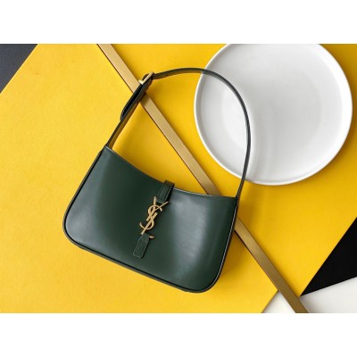 Saint Laurent Le 5 a 7 Hobo Bag in Green Smooth Leather