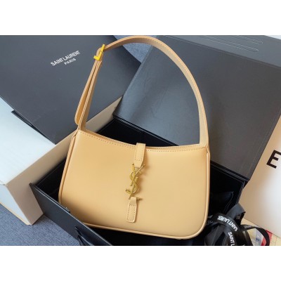 Saint Laurent Le 5 a 7 Hobo Bag in Naturel Smooth Leather