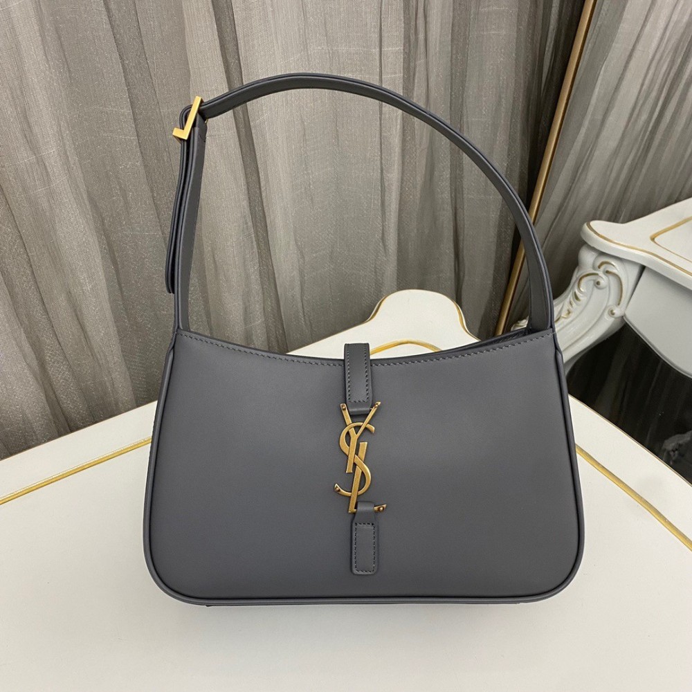 Saint Laurent Le 5 a 7 Hobo Bag in Storm Smooth Leather