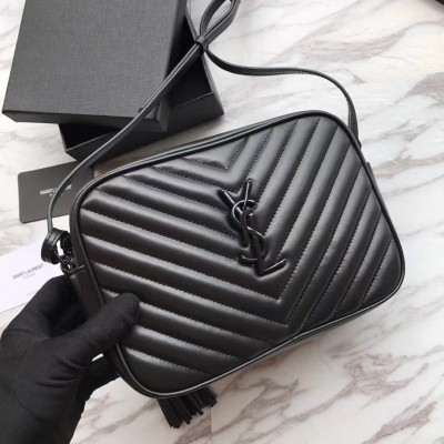 Saint Laurent Lou Camera Bag In Black Quilted Calfskin