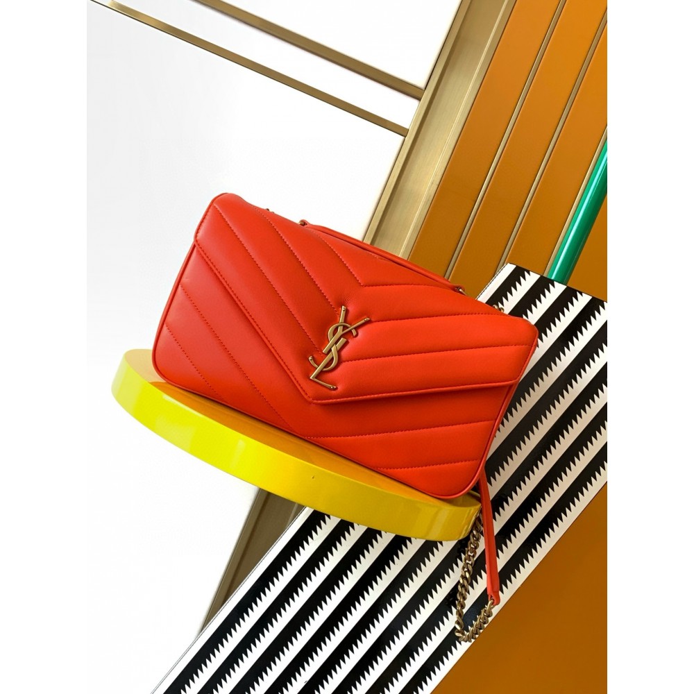 Saint Laurent LouLou Medium Bag in Orange Matelasse Lambskin