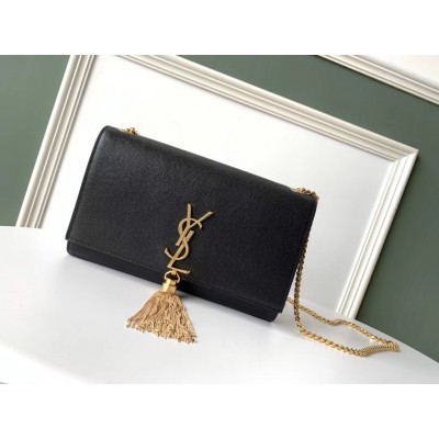 Saint Laurent Medium Kate Bag With Tassel In Black Smooth Leather