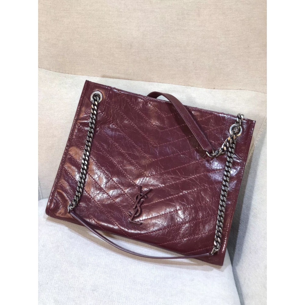 Saint Laurent Medium Niki Shopping Bag In Bordeaux Leather