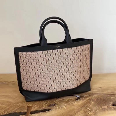 Saint Laurent Monogram All Over Cabas Tote In Canvas