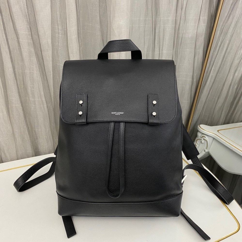 Saint Laurent Sac De Jour Backpack In Black Grained Leather