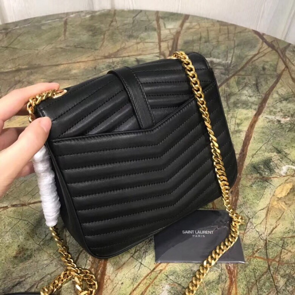 Saint Laurent Small Sulpice Bag In Black Matelasse Leather