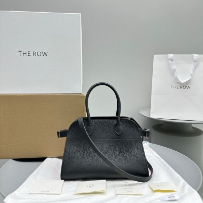 The Row Margaux 10 Top Handle Bag in Black Grained Leather LDBS243730