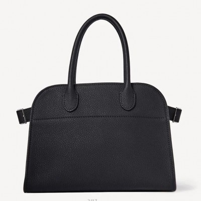 The Row Margaux 10 Top Handle Bag in Black Grained Leather LDBS243730