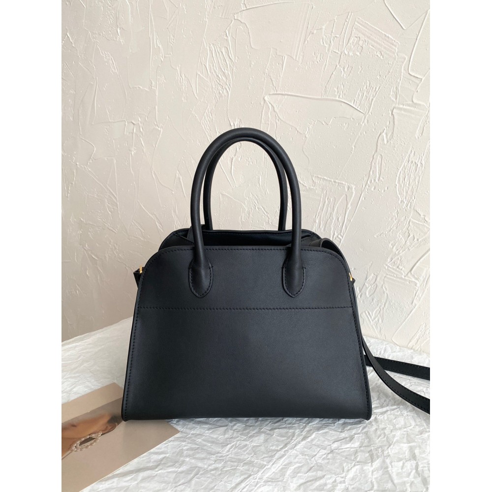 The Row Margaux 10 Top Handle Bag in Black Leather LDBS243732