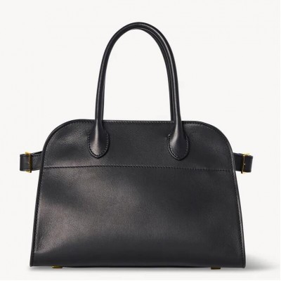 The Row Margaux 10 Top Handle Bag in Black Leather LDBS243732