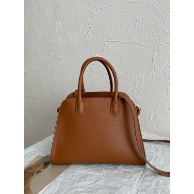 The Row Margaux 10 Top Handle Bag in Brown Leather LDBS243737