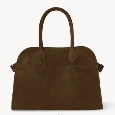 The Row Margaux 10 Top Handle Bag in Brown Suede Leather LDBS243743