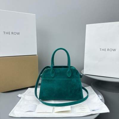 The Row Margaux 10 Top Handle Bag in Green Suede Leather LDBS243758