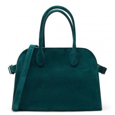 The Row Margaux 10 Top Handle Bag in Green Suede Leather LDBS243758