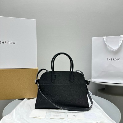 The Row Margaux 12 Top Handle Bag in Black Grained Leather LDBS243734