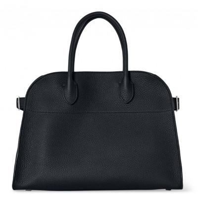 The Row Margaux 12 Top Handle Bag in Black Grained Leather LDBS243734