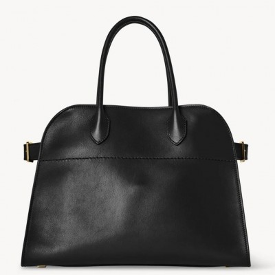 The Row Margaux 12 Top Handle Bag in Black Leather LDBS243736