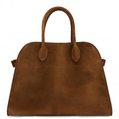 The Row Margaux 12 Top Handle Bag in Brown Suede Leather LDBS243752