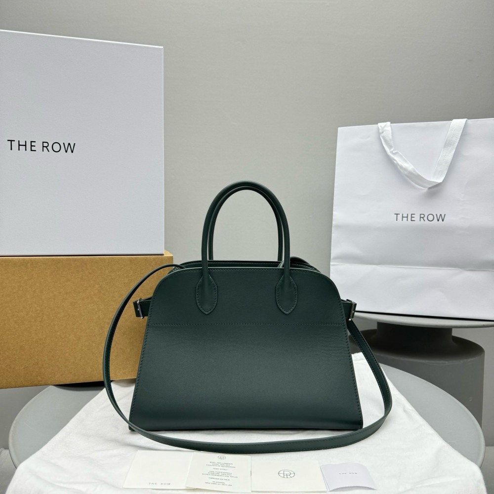 The Row Margaux 12 Top Handle Bag in Green Leather LDBS243763