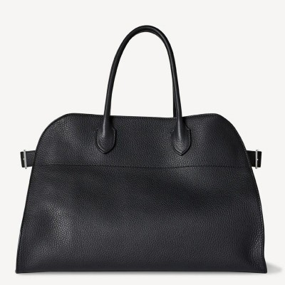 The Row Margaux 15 Top Handle Bag in Black Grained Leather LDBS243777