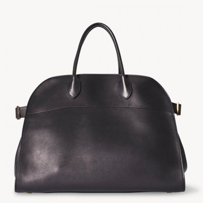 The Row Margaux 15 Top Handle Bag in Black Leather LDBS243735