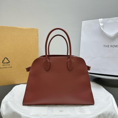 The Row Margaux 15 Top Handle Bag in Brick Leather LDBS243744